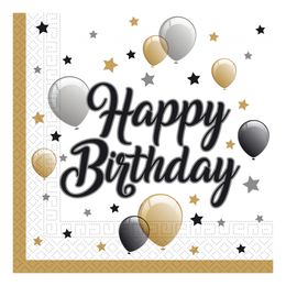 Servetter Happy Birthday Ballonger