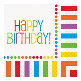 Servetter Happy Birthday Rainbow