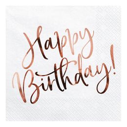 Servietter Happy Birthday Roségull