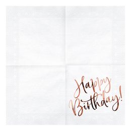 Lysbildefremvisning - Servietter Happy Birthday Roségull