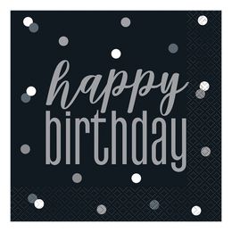 Servietter Happy Birthday Sort Prikket