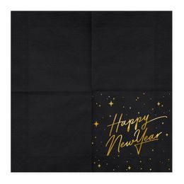 Bildspel - Servetter Happy New Year Guld Metallic/Svart