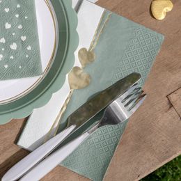 Bildspel - Servetter Hjärta Dusty Green
