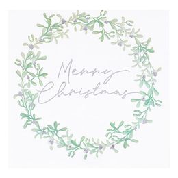 Servietter Merry Christmas Sølv/Hvit