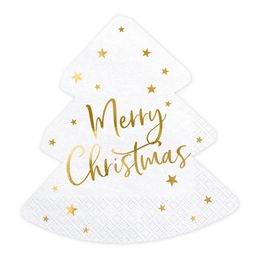 Servetter Merry Christmas Vit/Guld