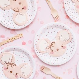 Bildspel - Servetter Mus Ljusrosa