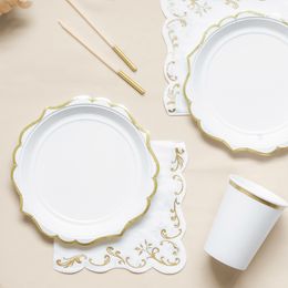 Bildspel - Servetter Ornament Guld/Vit