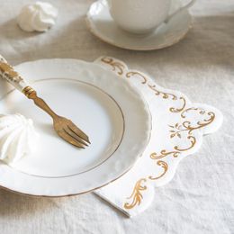 Bildspel - Servetter Ornament Guld/Vit