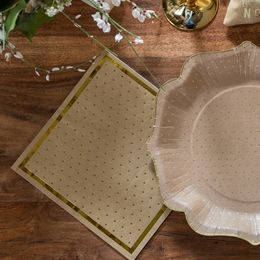 Bildspel - Servetter Prickiga Brun/Guld