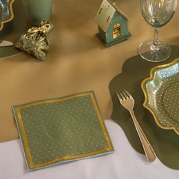 Lysbildefremvisning - Servietter Prikkete Grønn/Gull