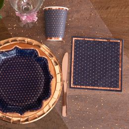Bildspel - Servetter Prickiga Navy/Roséguld