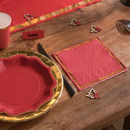 Bildspel - Servetter Prickiga Röd/Guld