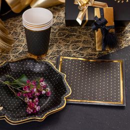 Bildspel - Servetter Prickiga Svart/Guld