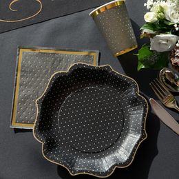 Bildspel - Servetter Prickiga Svart/Guld