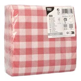 Lysbildefremvisning - Servietter Rød Rutete