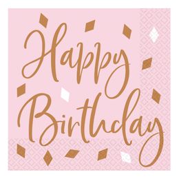 Servetter Roséguld Happy Birthday