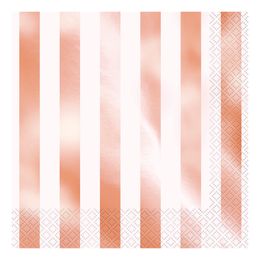 Servetter Roséguld Metallic Randiga