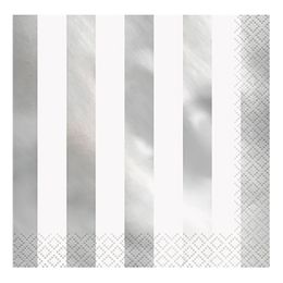 Servetter Silver/Vit Randiga