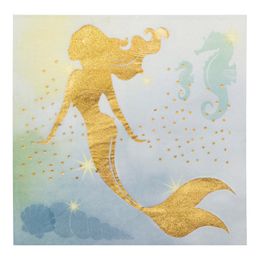 Servetter Sjöjungfru Guld Glitter
