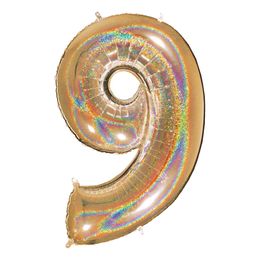 Bildspel - Sifferballong Glitter Guld