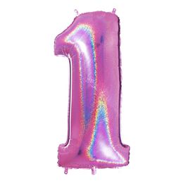 Lysbildefremvisning - Talballon Glitter Lyserød