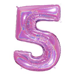 Lysbildefremvisning - Talballon Glitter Lyserød