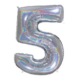 Bildspel - Sifferballong Glitter Silver