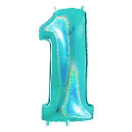 Lysbildefremvisning - Talballon Glitter Turkis
