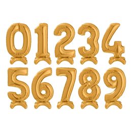 Talballon med Stativ Guld