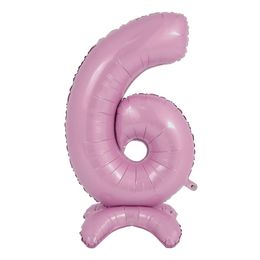 Bildspel - Sifferballong med Ställning Pastellrosa