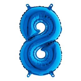 Bildspel - Sifferballong Mini Blå Metallic