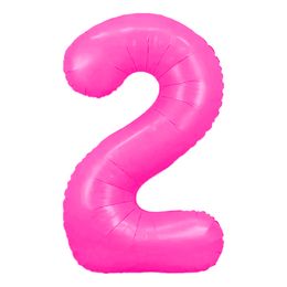 Bildspel - Sifferballong Neonrosa