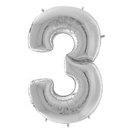 Bildspel - Sifferballong Silver Gigantisk
