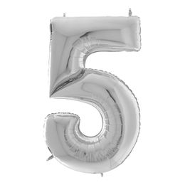Bildspel - Sifferballong Silver Gigantisk