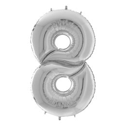 Bildspel - Sifferballong Silver Gigantisk
