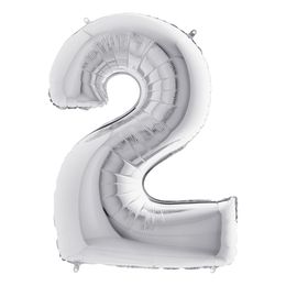 Bildspel - Sifferballong Silver Metallic