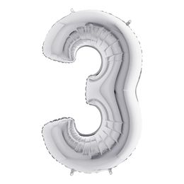 Bildspel - Sifferballong Silver Metallic