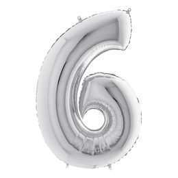 Bildspel - Sifferballong Silver Metallic