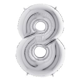 Bildspel - Sifferballong Silver Metallic