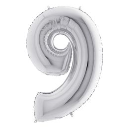 Bildspel - Sifferballong Silver Metallic