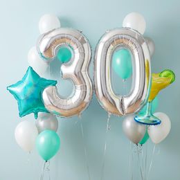 Bildspel - Sifferballong Silver Metallic