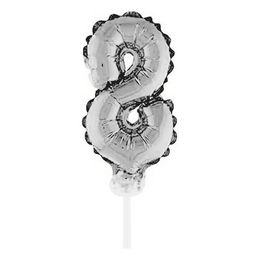 Lysbildefremvisning - Talballon Kagedekoration Sølv