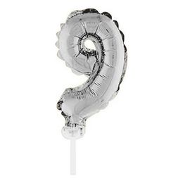 Lysbildefremvisning - Talballon Kagedekoration Sølv