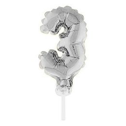 Lysbildefremvisning - Talballon Kagedekoration Sølv