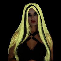 Bildspel - Självlysande Lång Vit Peruk