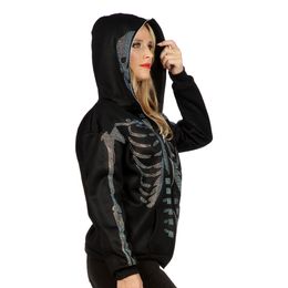 Diaesitys - Glitterinen luuranko-huppari vetoketjulla