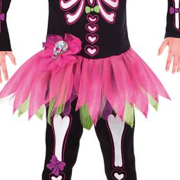 Lysbildefremvisning - Skjelett Rosa Barn Kostyme