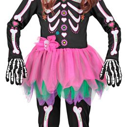 Bildspel - Skelettklänning Rosa/Svart Barn Maskeraddräkt
