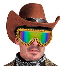 Bildspel - Skidglasögon Aprè-ski Guld med Nitar