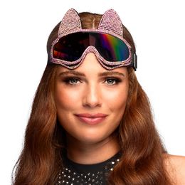 Bildspel - Skidglasögon Katt med Strass Rosa